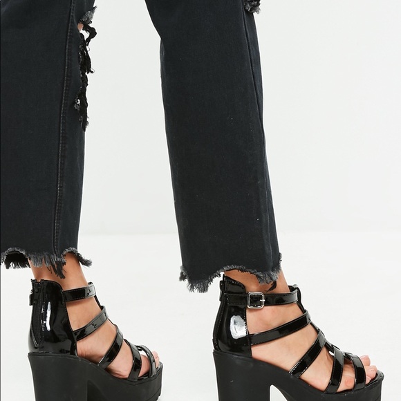 MissGuided Black Gladiator Platform Sandals - Picture 3 of 8
